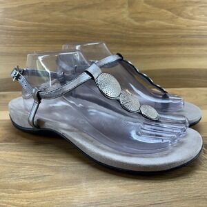 Vionic Lizbeth Sandals 8.5 M Pewter Silver T Strap Sandals